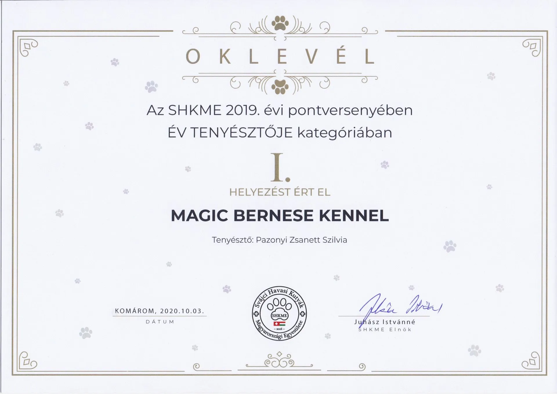 2019 - Az Év Tenyészete